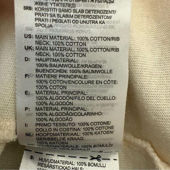 Adidas T-Shirt Mens Sz S Ivory Crewneck Embroidered Trefoil Logo RARE - Picture 10 of 13